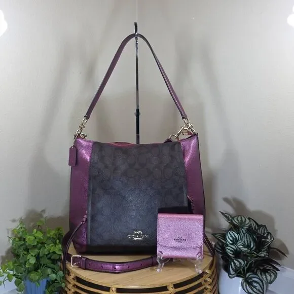 Coach Marlon Hobo in Signature Canvas and Wallet