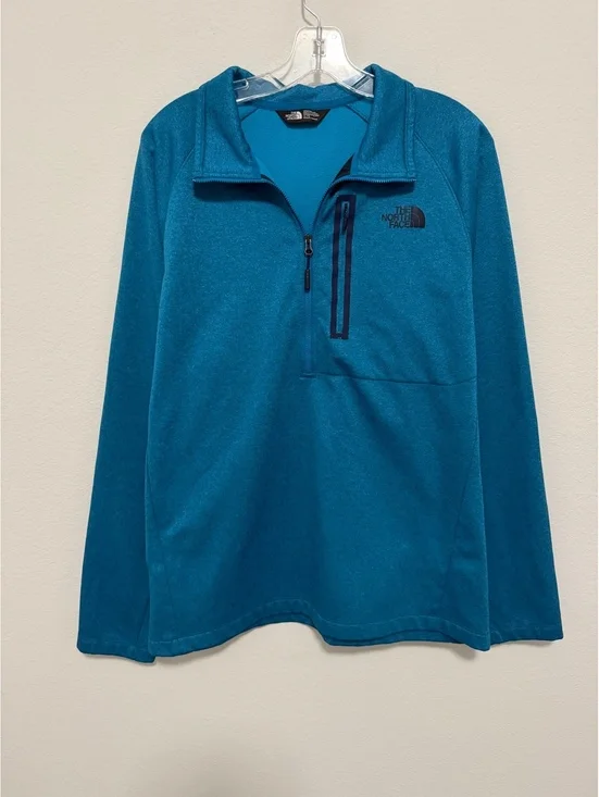 The North Face Long Sleeve 1/2 Zip Teal Blue Chest Pocket Jacket Men's Size XL
