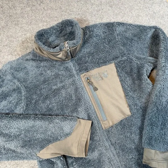 Mountain Hardwear Jacket Mens Medium Gray High Pile Fleece Full Zip OM6912
