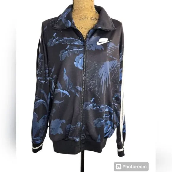 Nike Tropicano Track Jacket Loose Fit Sz S Black Blue White