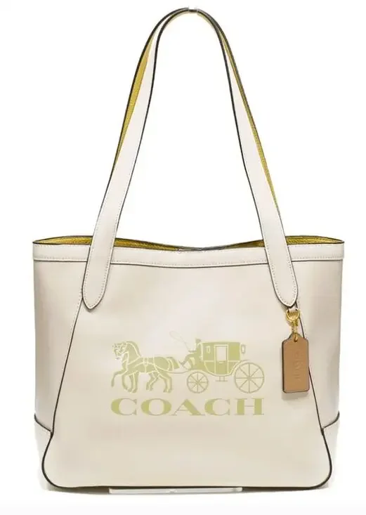Coach Cream Leather Tote with Signature Horse & Carriage Logo