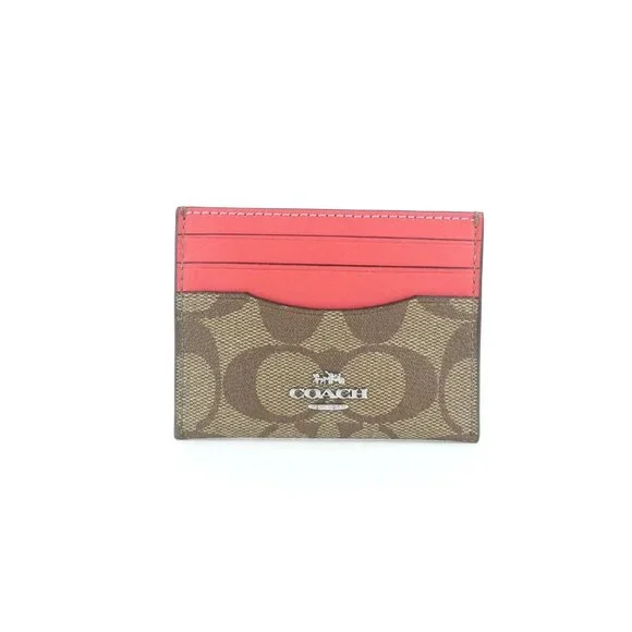 Coach‎ Signature Khaki Tangerine Slim ID Card Case NWT CH415