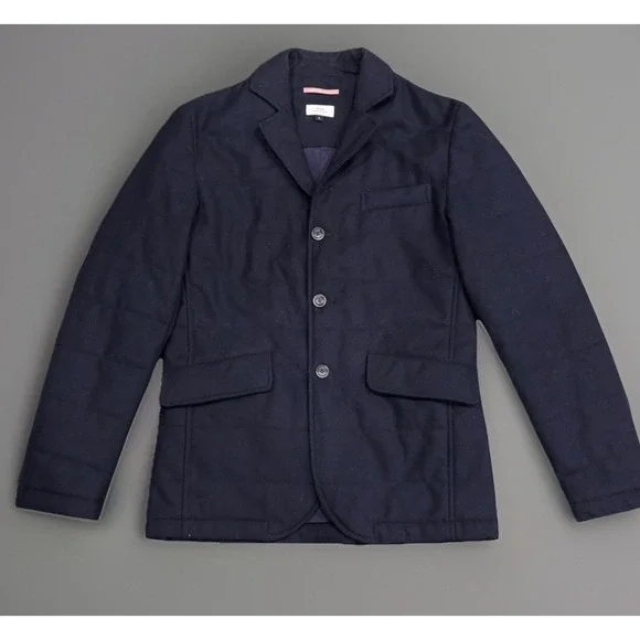 Apolis Global Citizen Men's Wool Quilted Blazer Jacket Button Up Navy Blue Small