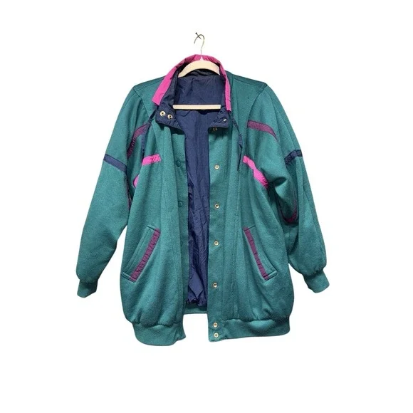Vintage 80s/90s Daniel Colorblock Fleece‎ & Nylon Jacket – Teal/Pink/Purple