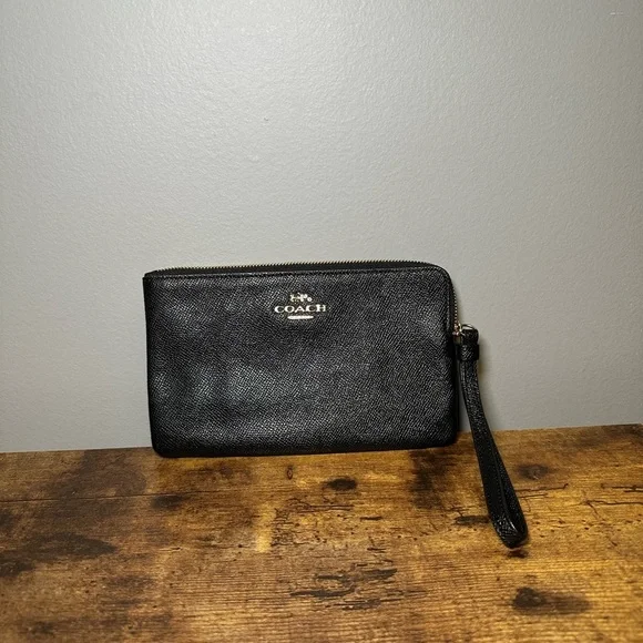 Coach Black Leather Wristlet