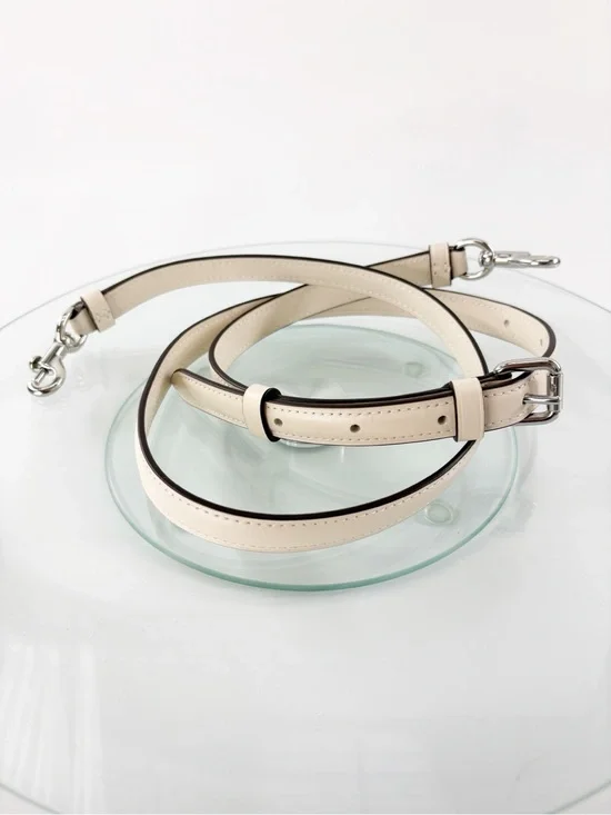 Coach Adjustable Leather Replacement Strap Cream Ivory Silver Tone Crossbody