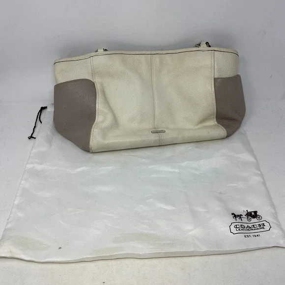 Coach Madison Phoebe‎ Cream Taupe Pebbled Leather Shoulder Bag Purse F31303