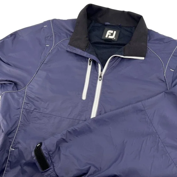 FootJoy Mens Navy Blue Full Zip Golf Windbreaker Jacket Mesh Lined LHCC Logo XL