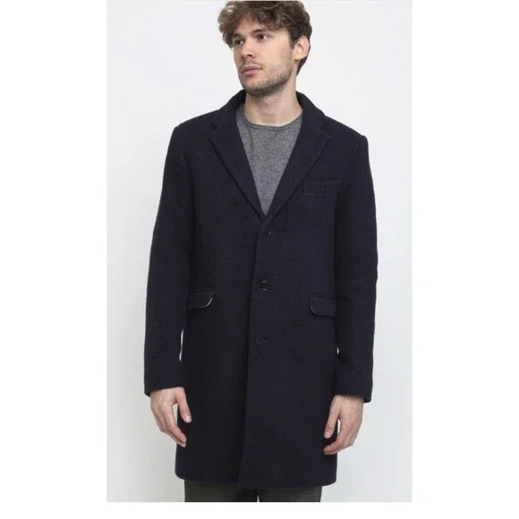 WAX LONDON Kray Coat Small Navy Blue NEW Jacket Business‎ Professional Wool