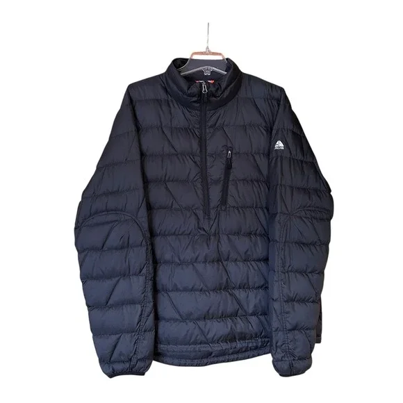 Nike ACG Men's Quilted Half-Zip Jacket Size XL Black Goose Down Outdoor Gorpcore