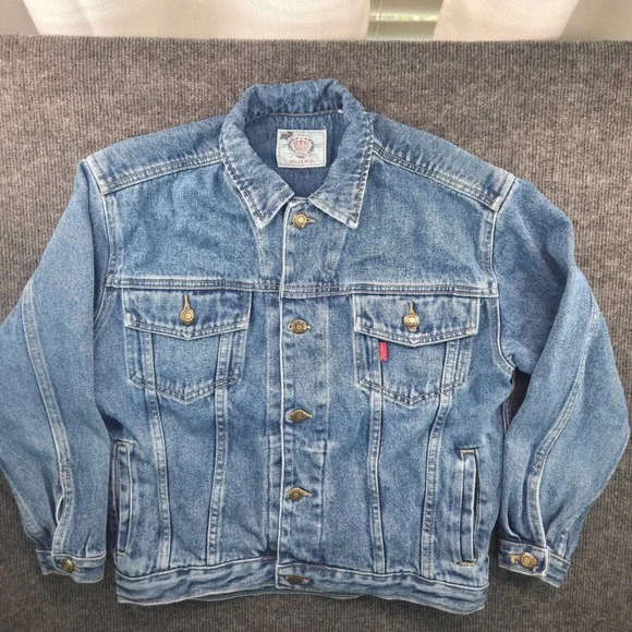 Bugle Boy Denim Jacket Mens Small Blue Excellent Vintage Y2K Trucker Cotton