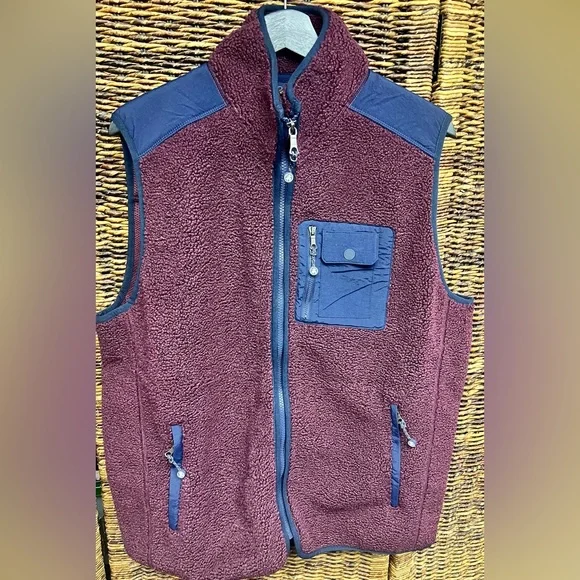 Brooks Brothers - Mens Two‎ tone Plum/Blue Full Zip Vest-Size:Large