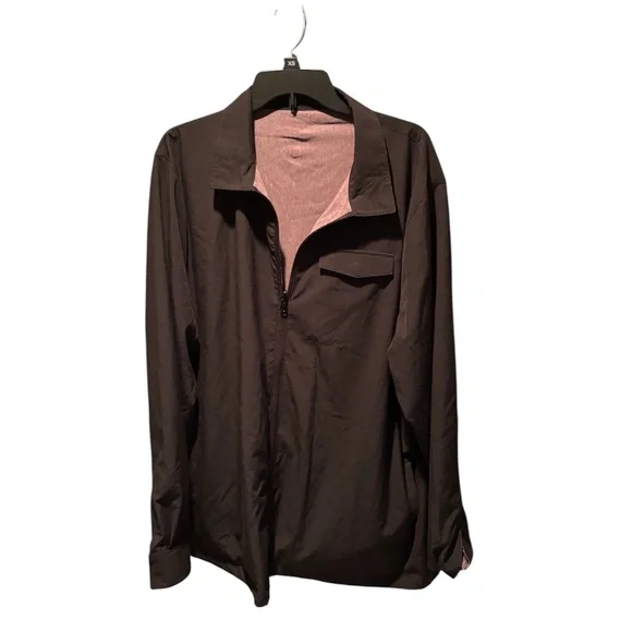 Travis Mathew Reversible Zip Up Lightweight Jacket in Black Purple