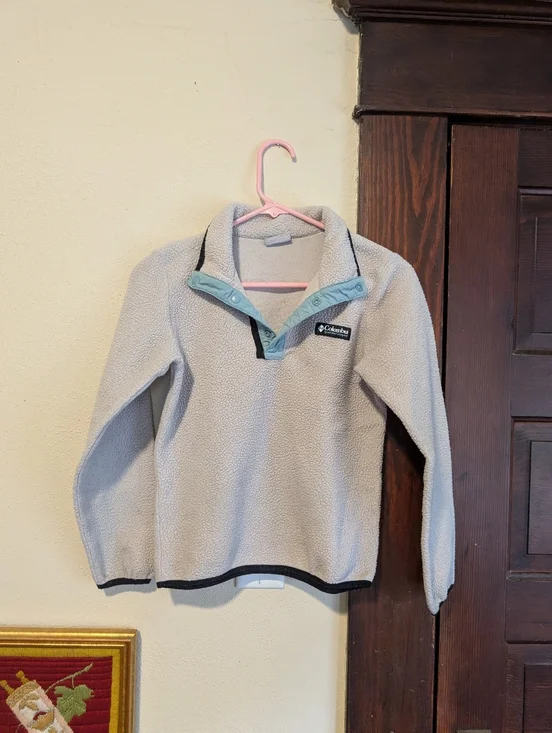 Columbia Kids Fleece Quarter Snap Pull Over Sweater In Oatmeal, Baby Blue, Black