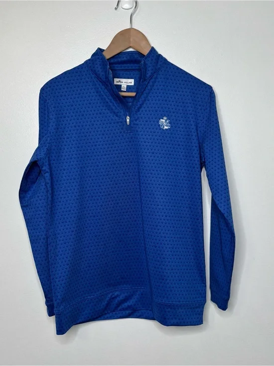 Peter Millar Boys Youth Sz Large (11-12) Blue Skull Quarter zip Pullover