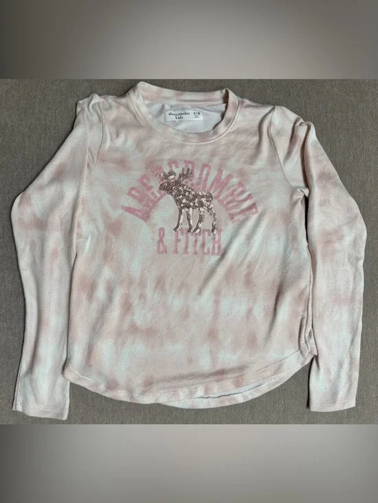 abercrombie kids Pink Tie-Dye Shirt with Sequin Moose