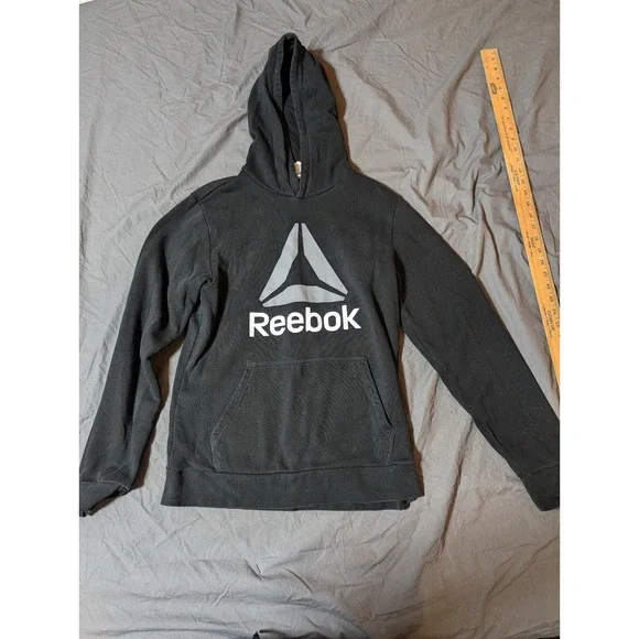 Reebok‎ Boys Hoodie 2XL Youth 18 Long Sleeve Casual Black Polyester Pullover