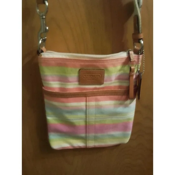 Y2K Pastel Coach Multicolor Striped Designer Hampton Swingback  Bag 9