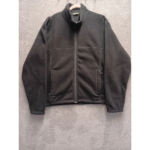 Eddie Bauer Men's XL Black Full Zip Fleece Jacket Mock Neck Soft Warm Outdoor