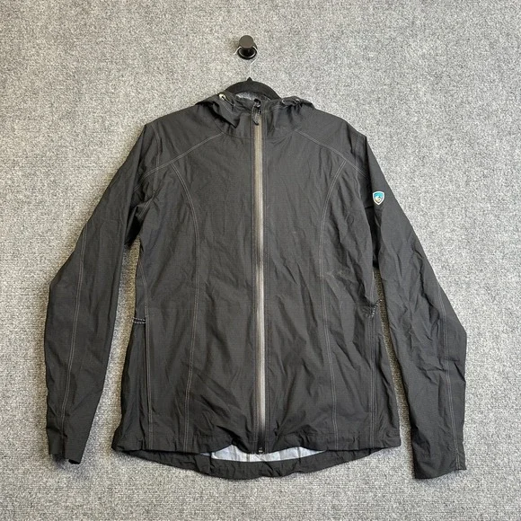 Kuhl Porjekt Windbreaker Jacket Mens Medium Black Hooded Gorpcore Hiking Outdoor
