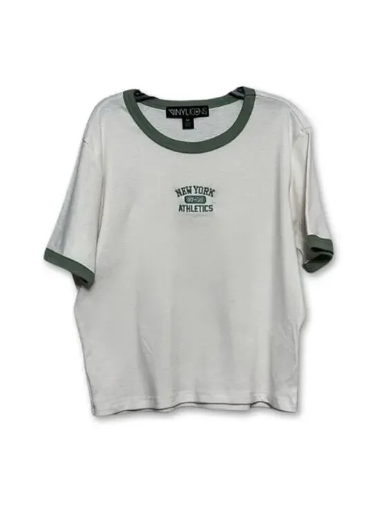 Vinyl Icons T-Shirt New York Athletics 1997-98 Scoop Neckline White Girls M NWOT
