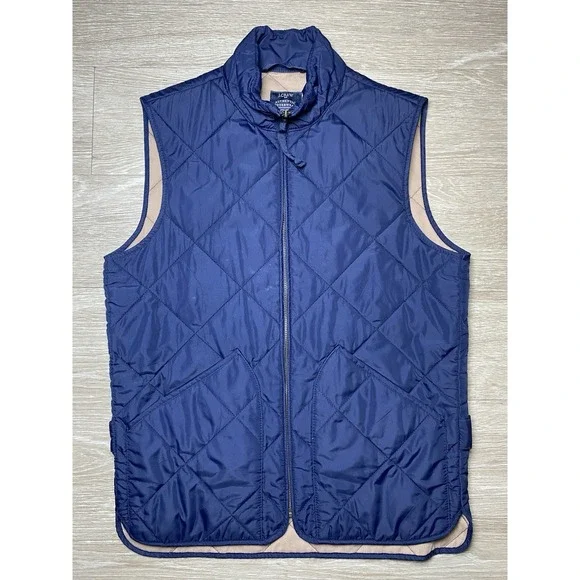Men's Size X-SMALL  J.CREW Authentic Outerwear Blue Quilted Filled Full Zip Vest