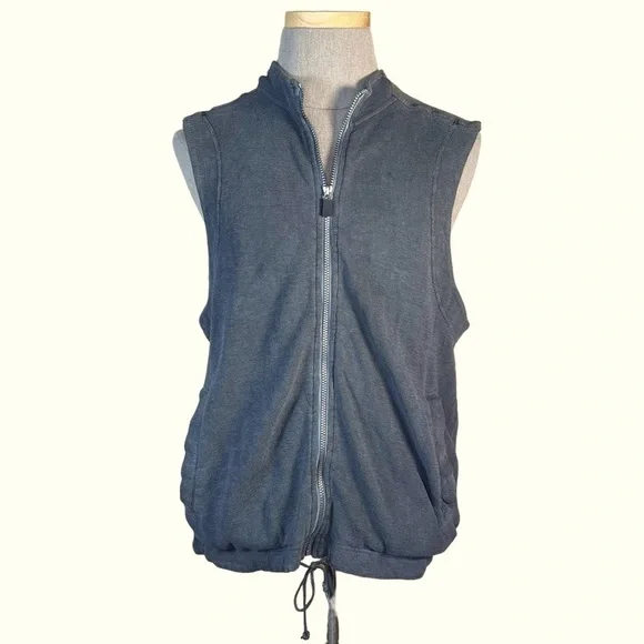 The Territory Ahead Men’s Cotton Double Layered Charcoal Gray Zip Front Vest L