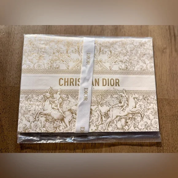 Christian Dior Gold & White Gift Box with Ribbon, New in Packaging