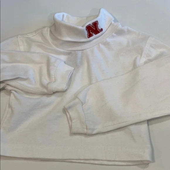 White Kids Turtleneck - Red‎ Husker Logo - 3T
