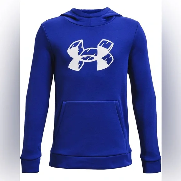 Under Armour Boys Fleece graphic logo  Hoodie Royal Blue/White, medium