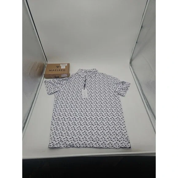 maelreg performance polo boys white purple shark size 18/20  Brand New