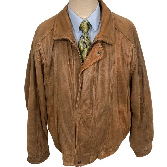 Wilsons Leather Jacket Mens 4XL Brown Thinsulate Lined Bomber Distressed Vintage