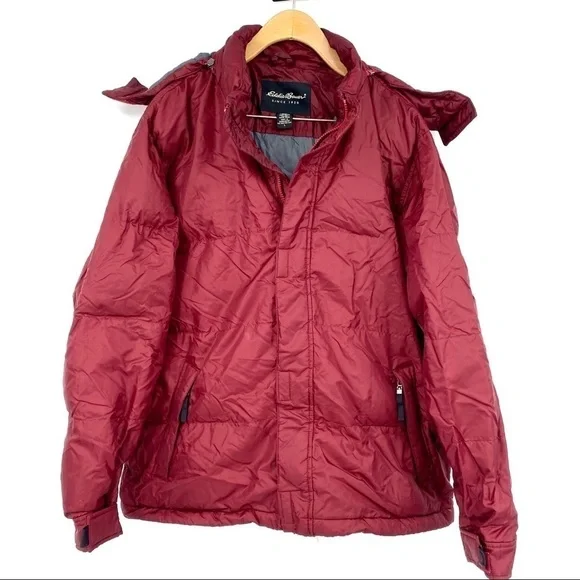 Eddie Bauer goose down hooded puffer jacket L