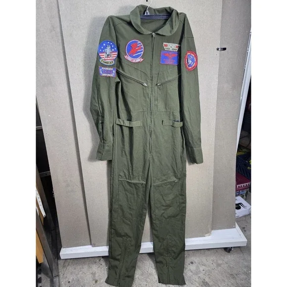 Top Gun Maverick Flight Suit Jumpsuit Costume Adult Small Green Licensed 2023