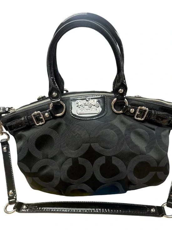 Coach Y2K Black Signature 'C' Satchel with Patent Trim