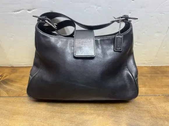 COACH Y2K Vintage Hamptons Hobo Shoulder Bag Luxury Designer Black Leather 7783