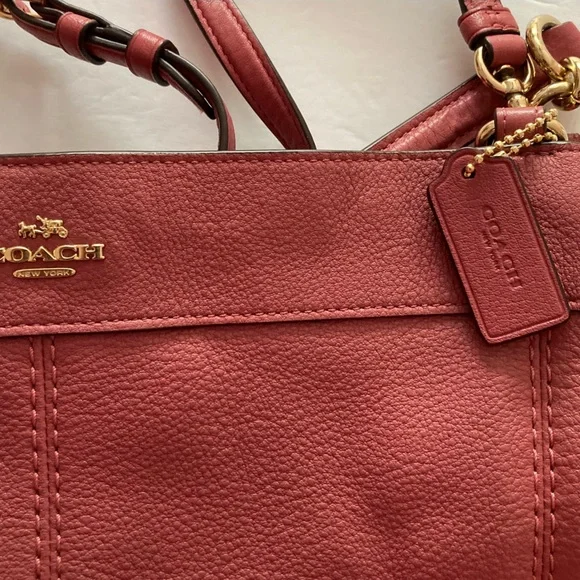 Coach Red Leather Shoulder/Crossbody Bag with Gold Accents magnetic snap closure