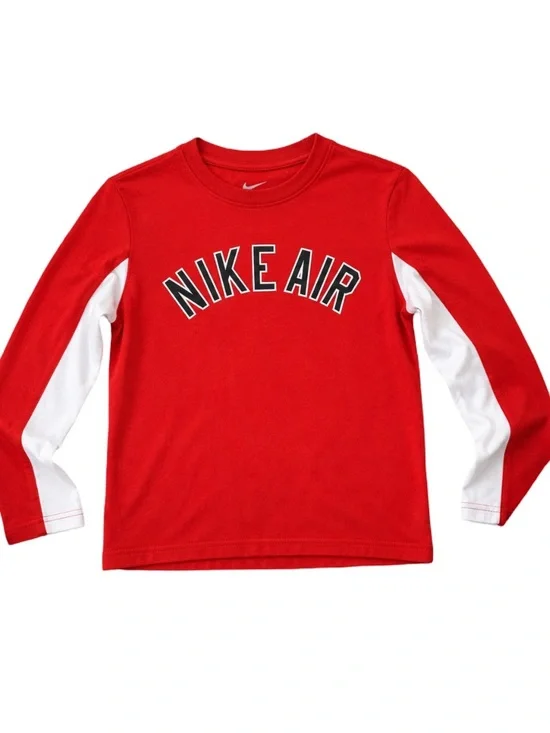Nike Air Kids Red White Long Sleeve Athletic Shirt Boys Size 8/10