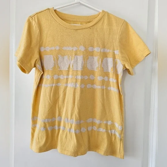 Kid's sz7 Butter Yellow Tie Dye T Shirt‎ Short Sleeve Casual Fall Spring Summer