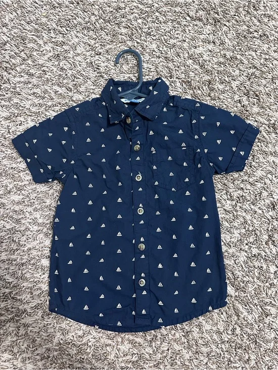 RuggedButts boys navy sailboat button up shirt