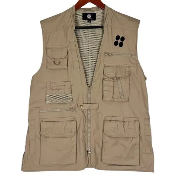 Rothco Utility Vest Mens Medium Tan Fly Fishing Hunting Tactical Multi Pocket