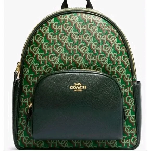 🆕NWT! Coach Monogram Court Backpack Green Msrp:$450.00