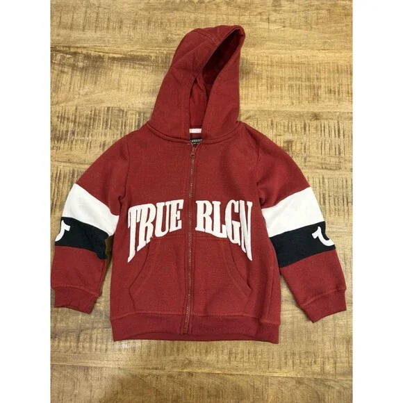 True Religion‎ Hoodie Kids Classic Red Full Zip Sweatshirt Size 5/6 Jacket