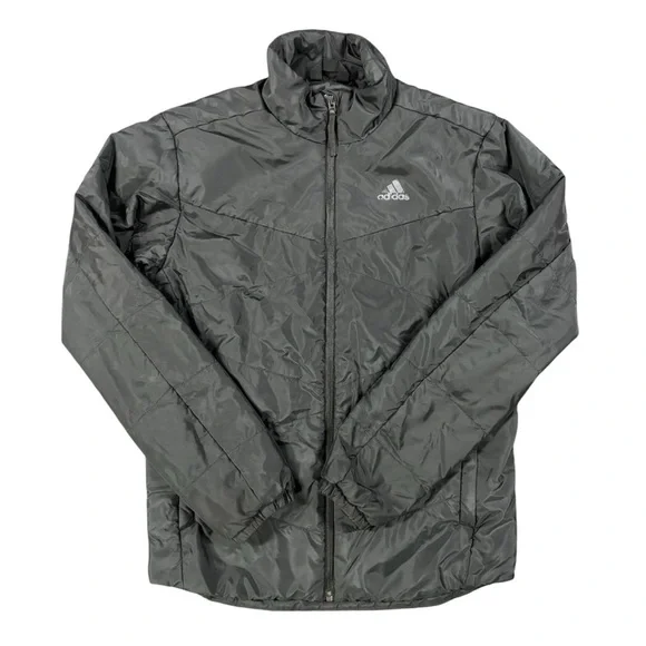 Adidas Men’s Small Black Lightweight Puffer Jacket Full Zip Athletic Coat