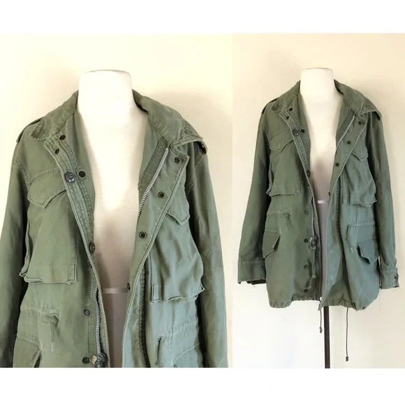 vintage rare army field jacket 90s distressed military ww2 vietnam hippie boho