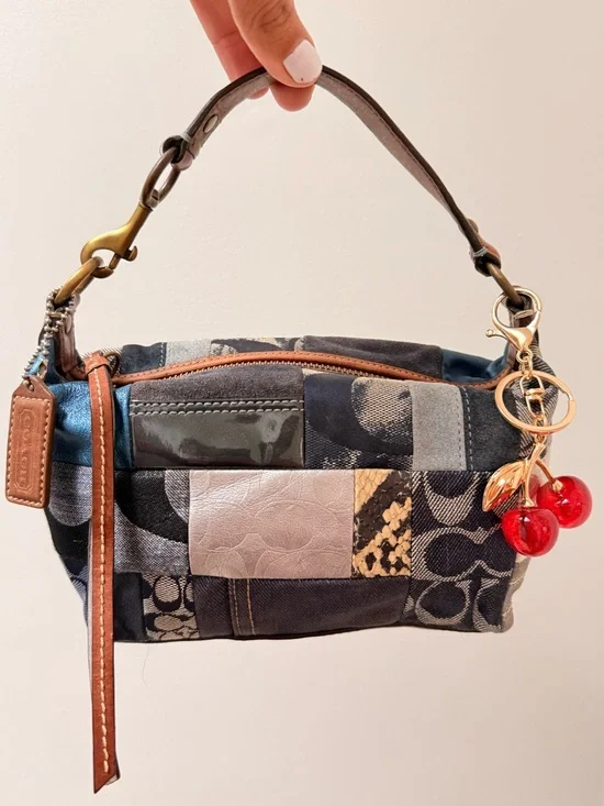 Coach Denim Patchwork Demi Shoulder Bag Purse RARE
