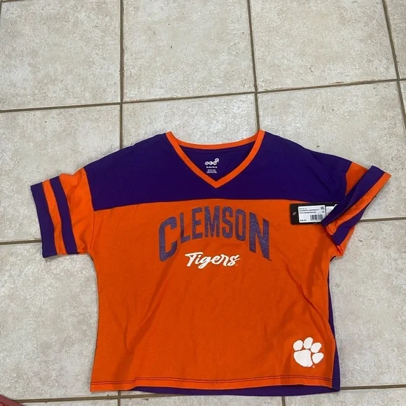Crop Kids Clemson Tigers Shirt - Orange and Purple NWT