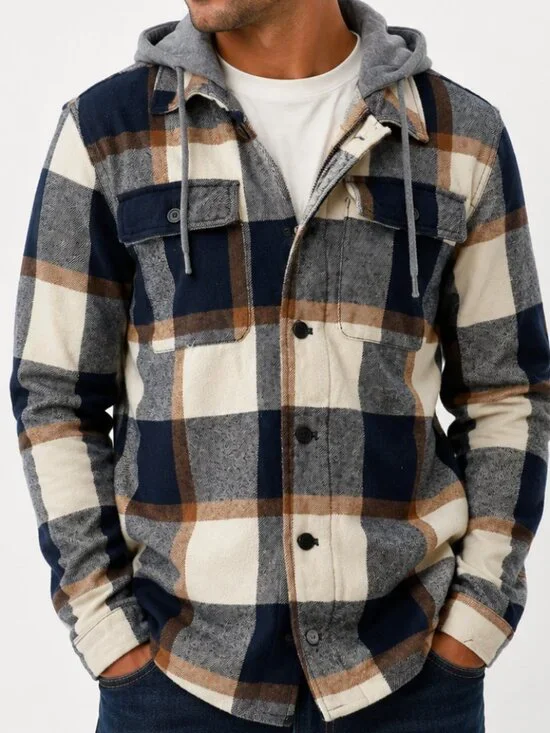 LEVI'S Plaid Cotton Sherpa Lined Hoodie Jacket Mens Small