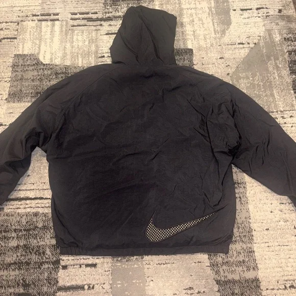 Vintage Nike Big Swoosh Insulated Hooded Windbreaker Jacket XL Black