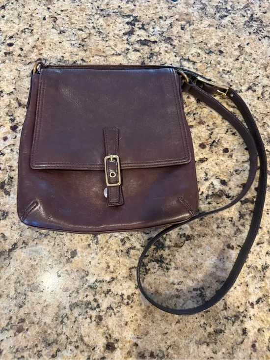 Coach Early 2000s Classic Brown Leather Crossbody Bag 9592 E23